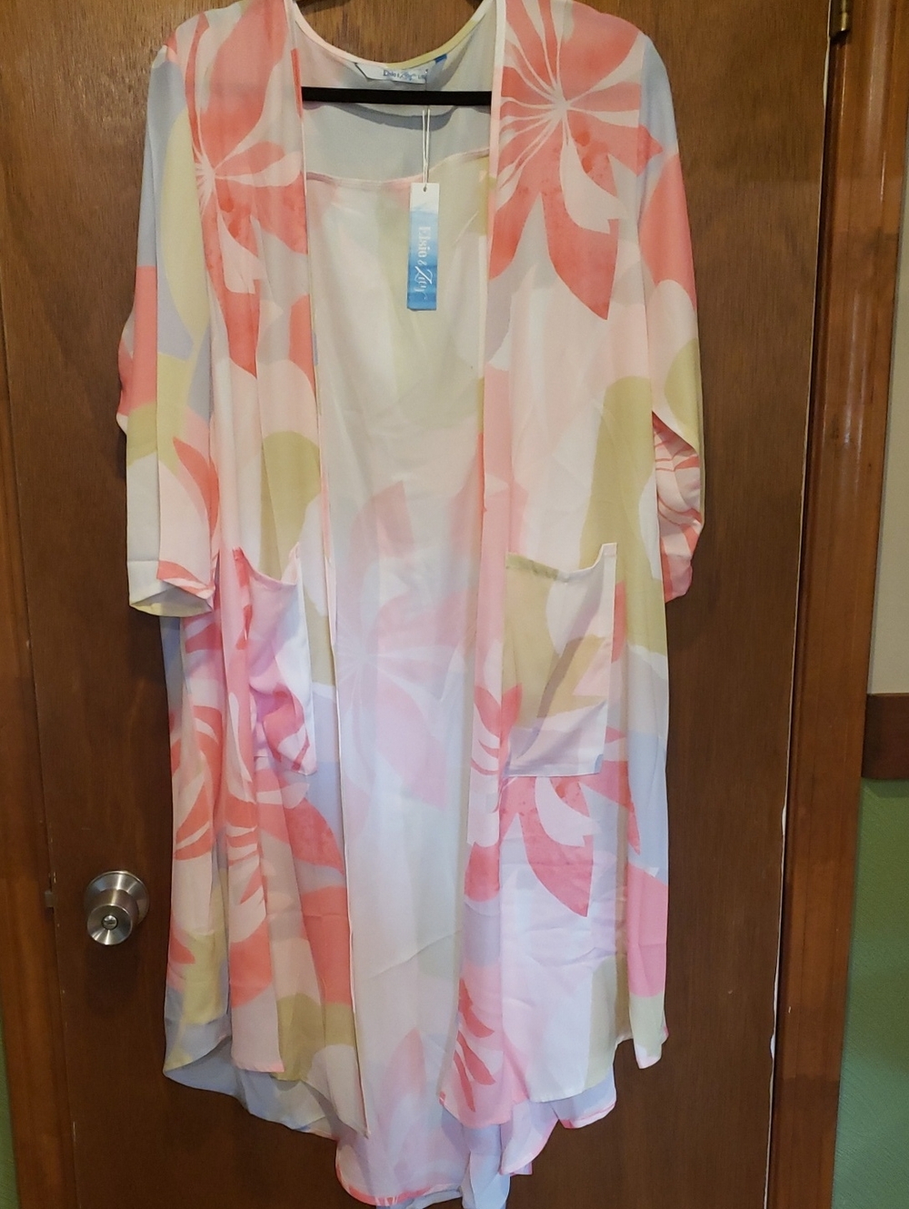 NWT Lightweight Floral Open Beach Cardigan - Pink, Cream, Olive